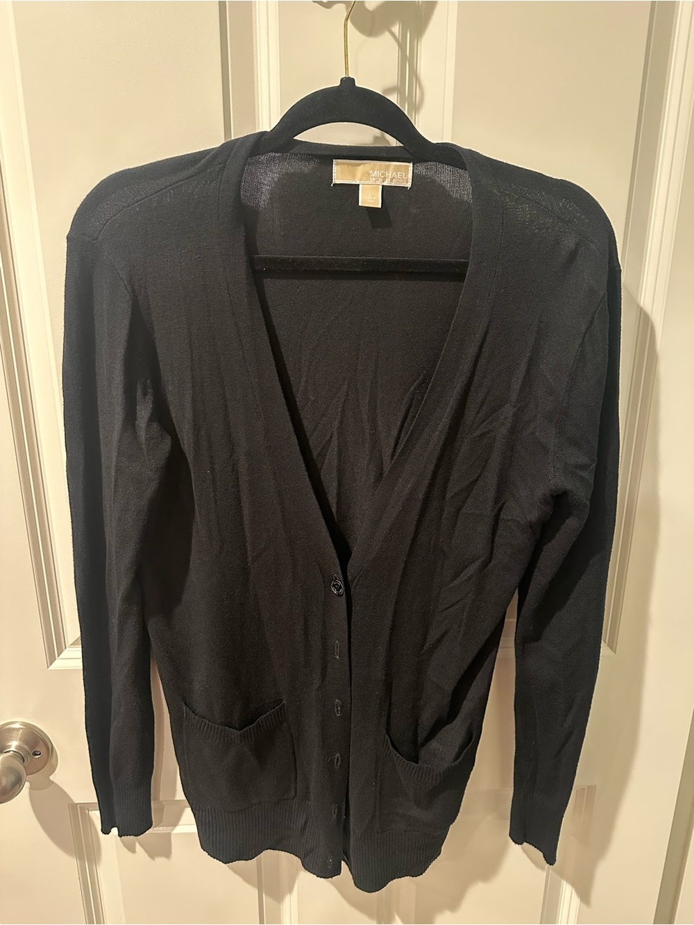 Michael Kors Black Knit Cardigan with Beige Label